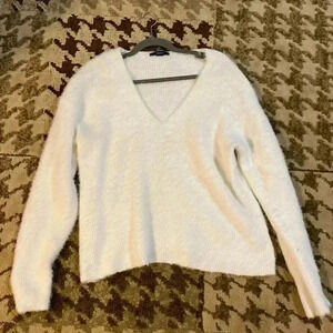 Stylish V White Sweater